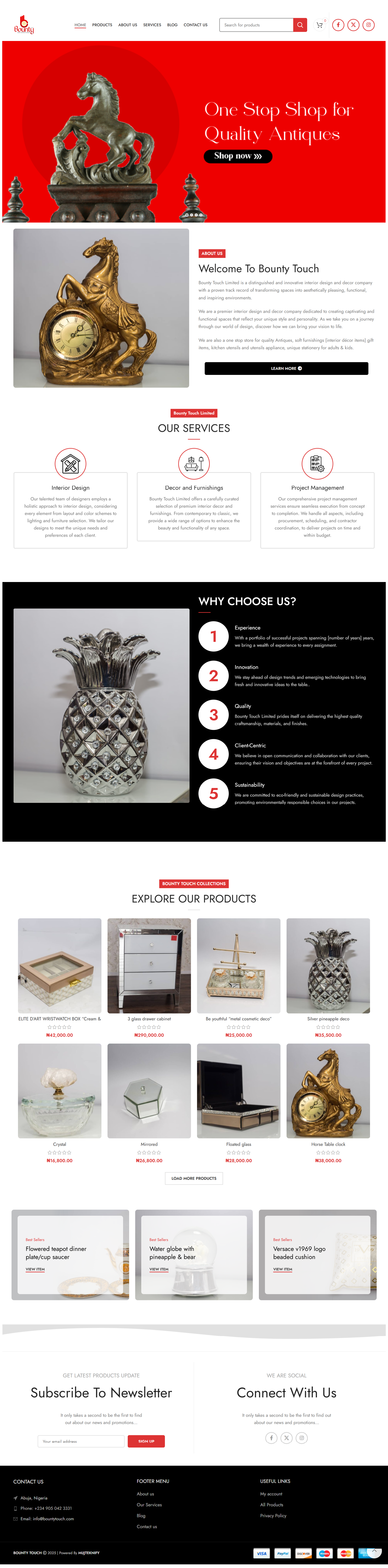 Bounty Touch — interior design company website Abuja — MUJTEKNIFY Case Study